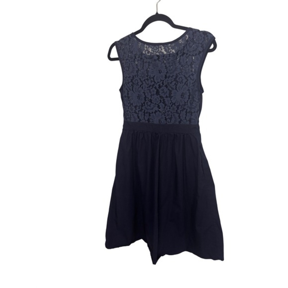 eShakti Navy Blue Lace Fit and Flare Dress Cap Sleeve Size 8 M HOCO Event - Picture 3 of 15